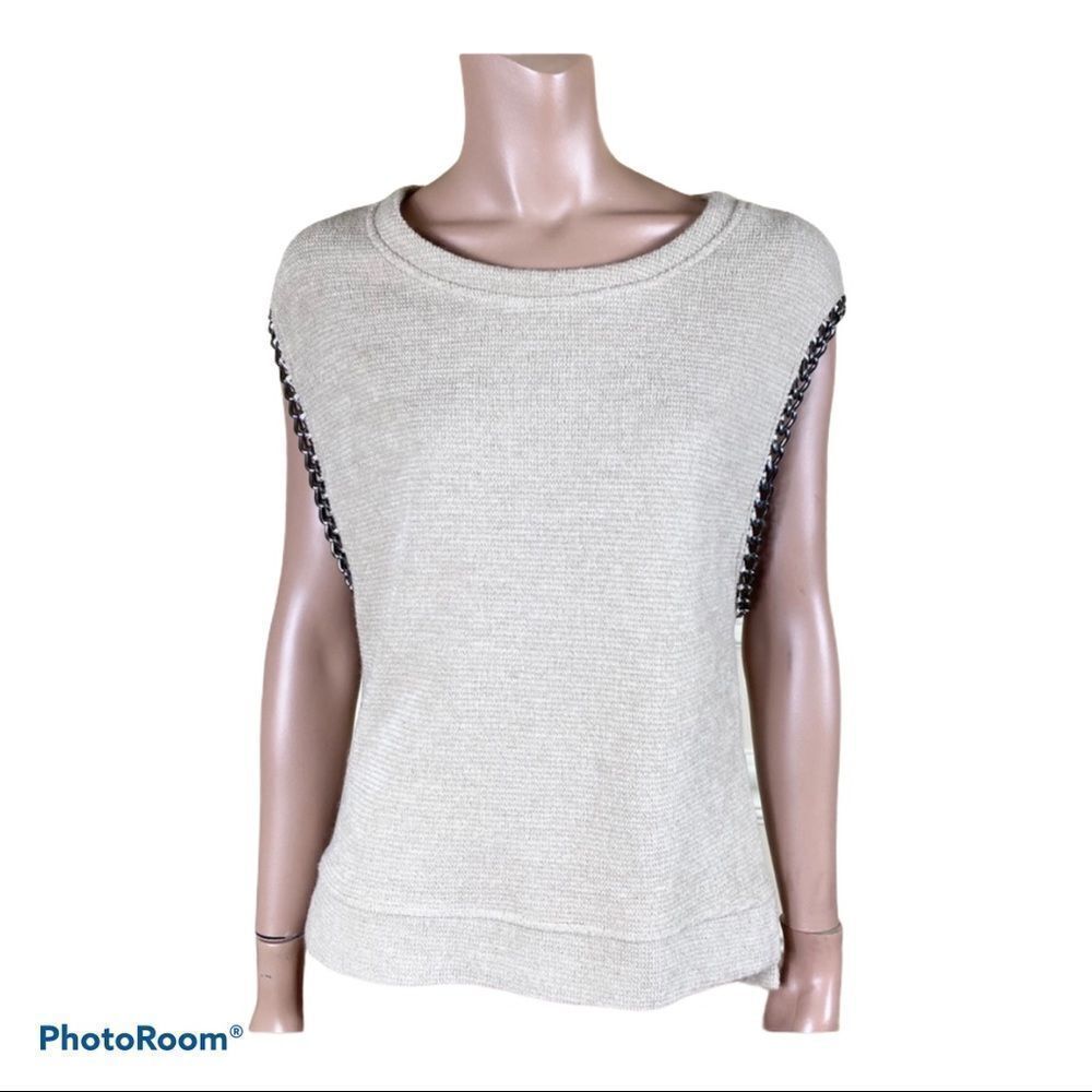HOMMAGE From Los Angles tan metal decor knit top S